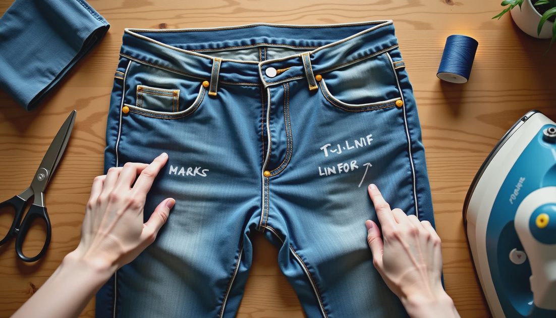Hemming jeans while keeping the original factory hem preserves the exact fade and weight you actually want