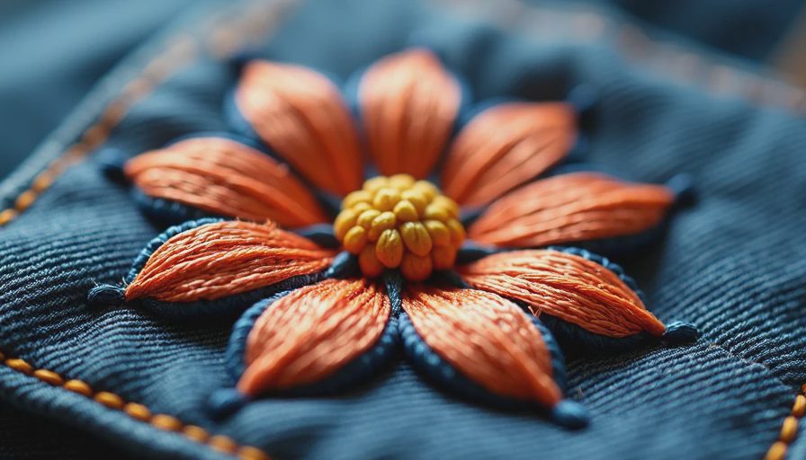 Visual context for embroidered flowers