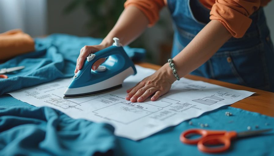 Visual context for ironing ham for sewing pattern