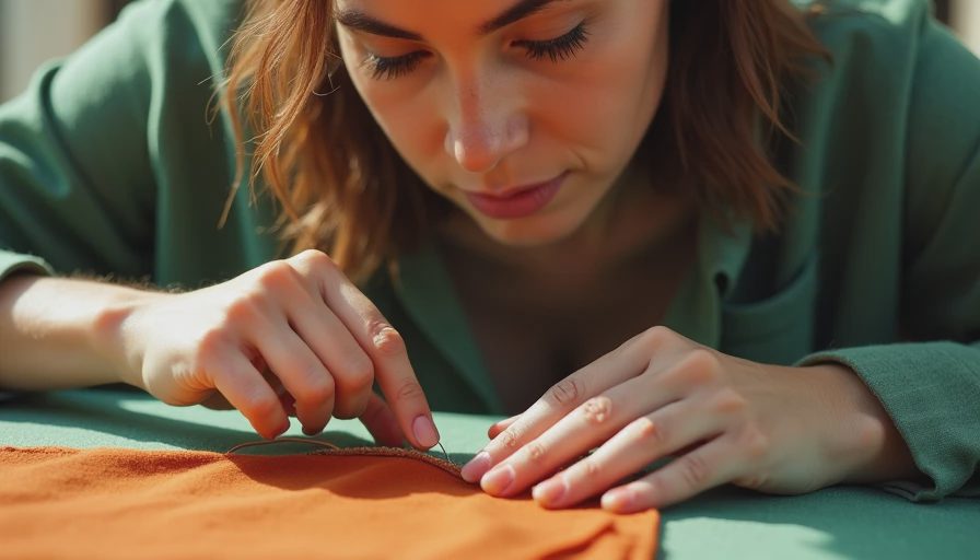 Visual context for sew a slip stitch
