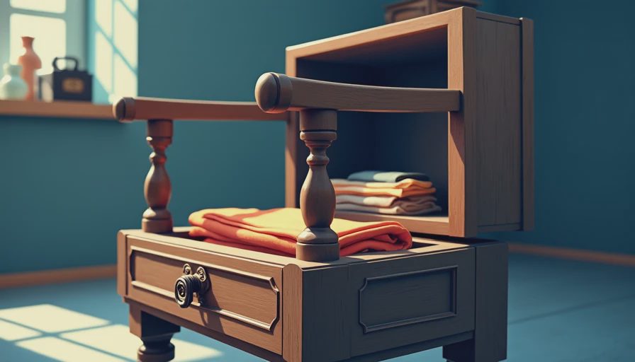Illustration for antique sewing chair with storage