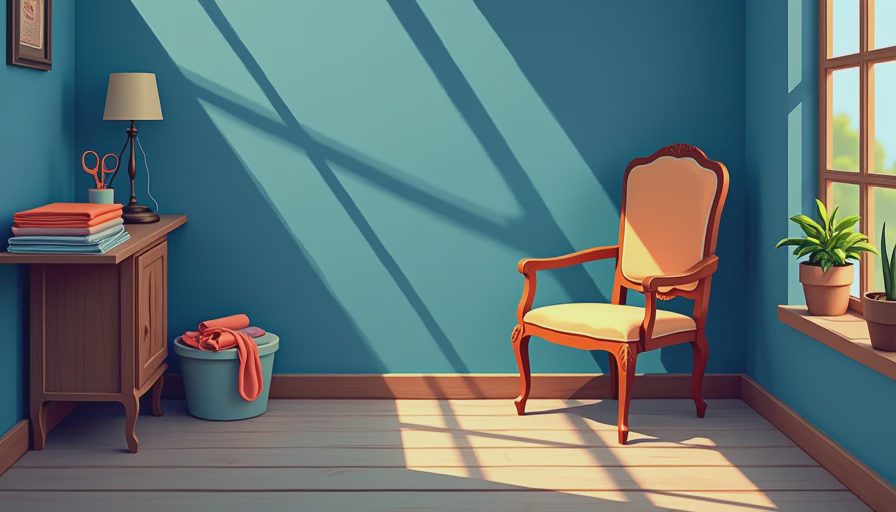 Visual context for antique sewing chair with storage