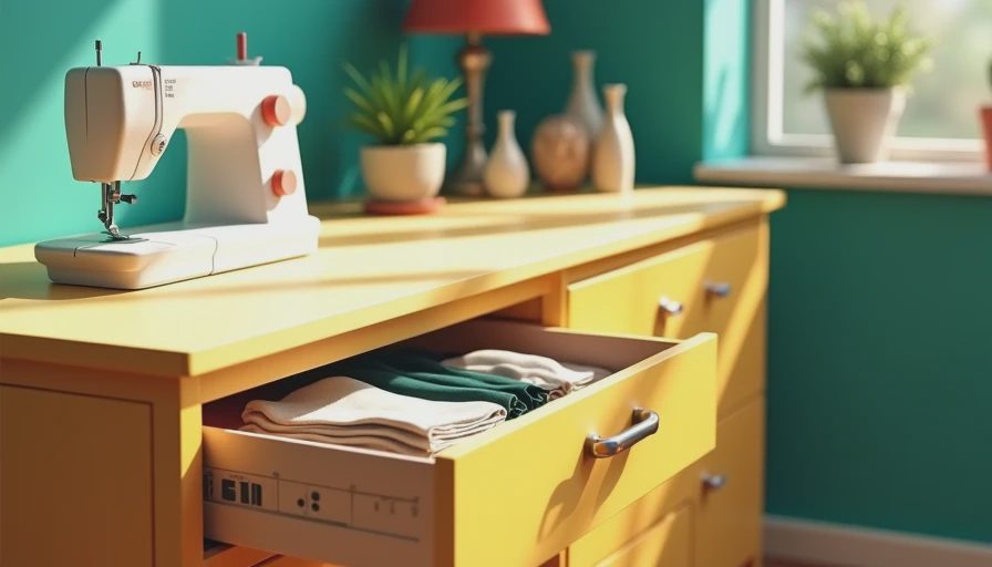 Visual context for sewing room furniture